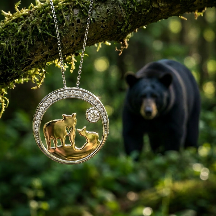14k Canadian Gold Diamond Jeanie Bear Pendant — 25th Anniversary