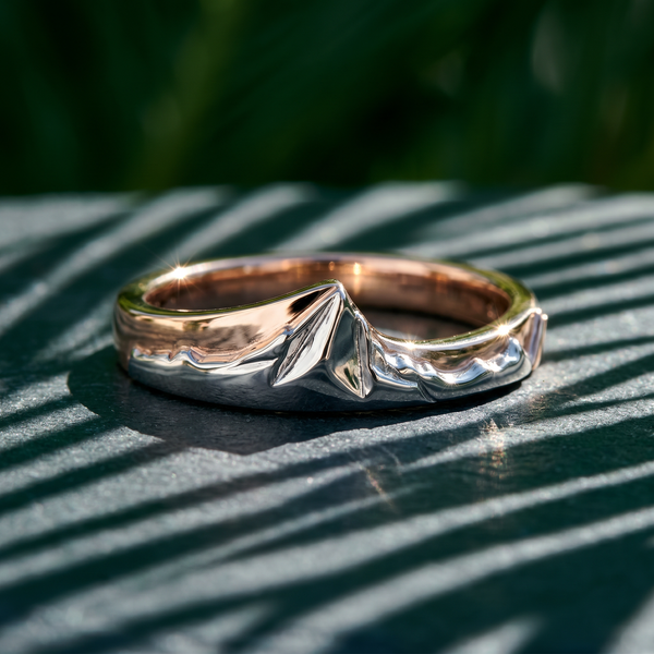 14k Rose & White Gold Canadian Diamond Whistler Mountain Ring | Whistler Keepsake