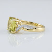 10k Yellow & White Gold Olive Quartz & Diamond Dinner Ring | Whistler Statement Ring