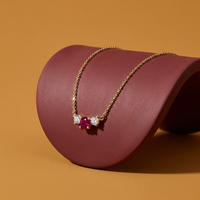 14k Yellow Gold Ruby & Canadian Diamond Three Across Pendant | Whistler Keepsake