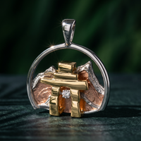 14k Tri-Colour Gold Canadian Diamond Inukshuk Mountain Pendant | Alpenglow | Whistler Keepsake