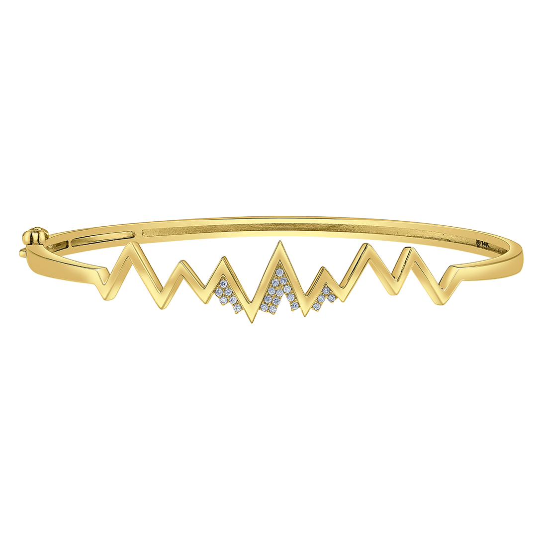 14k Yellow Gold Canadian Diamond Snow-Capped Mountain Bangle