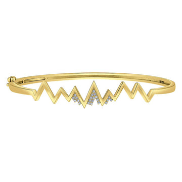 14k Yellow Gold Canadian Diamond Snow-Capped Mountain Bangle