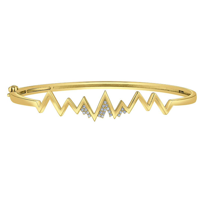 14k Yellow Gold Canadian Diamond Snow-Capped Mountain Bangle