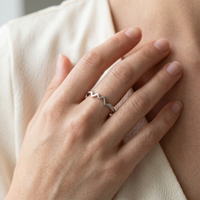 14k White Gold Diamond Mountain Stacker Ring | 0.04ct | Whistler Keepsake
