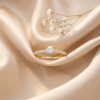 10k Yellow Gold Canadian Diamond Halo Solitaire Engagement Ring | 0.19ct | Whistler Bridal