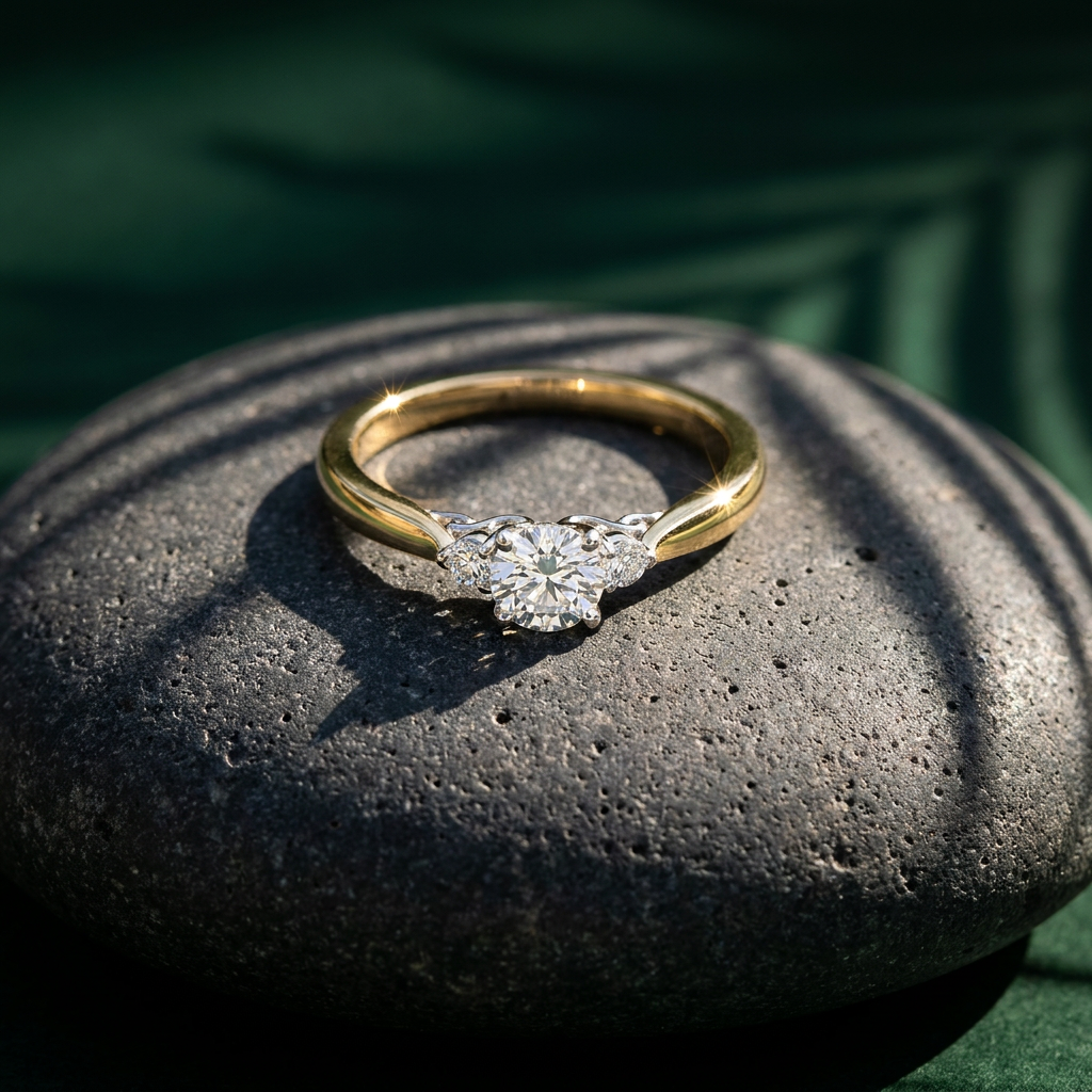 18k Canadian Diamond 3 Across Engagement Ring | Whistler Luxury Bridal