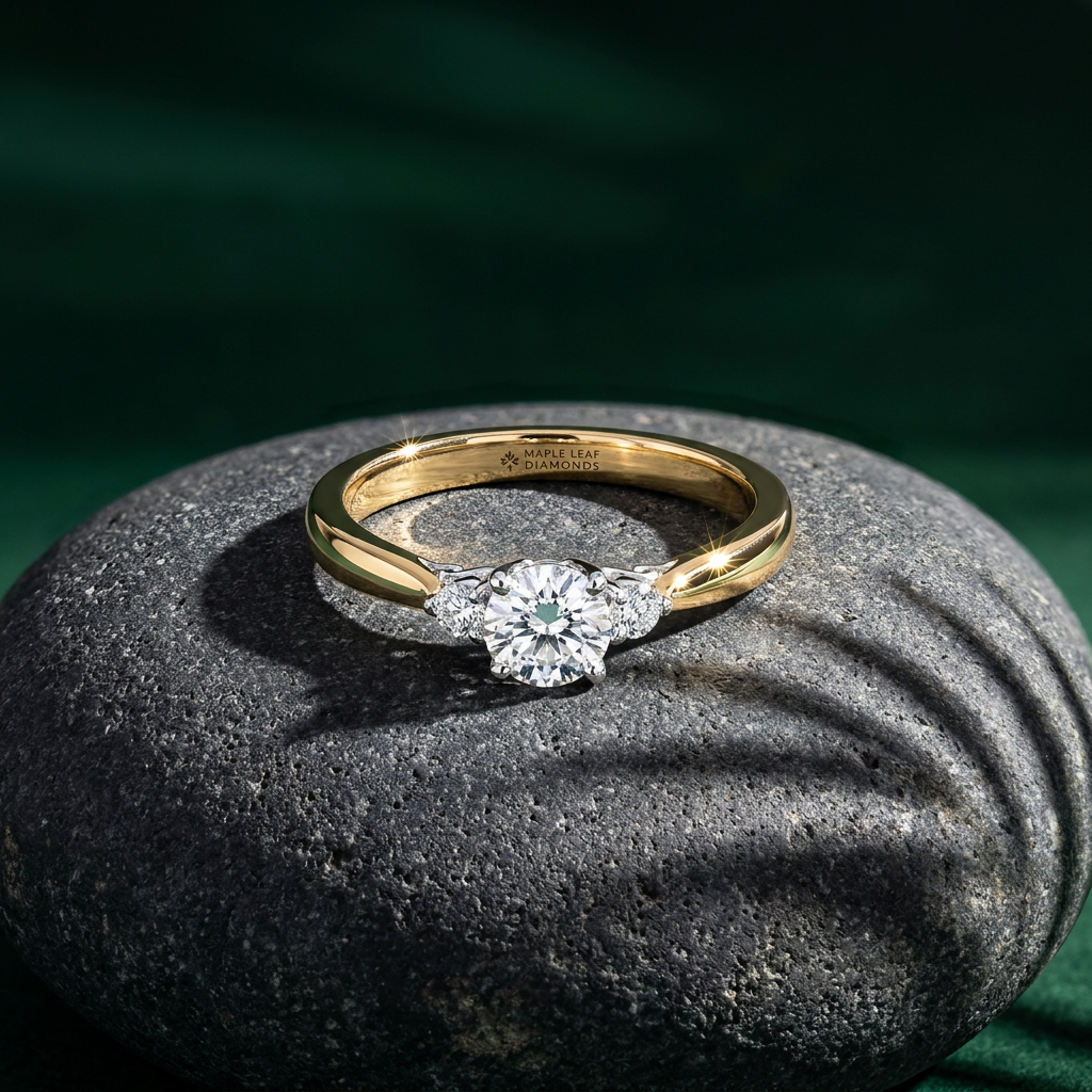 18k Canadian Diamond 3 Across Engagement Ring | Whistler Luxury Bridal