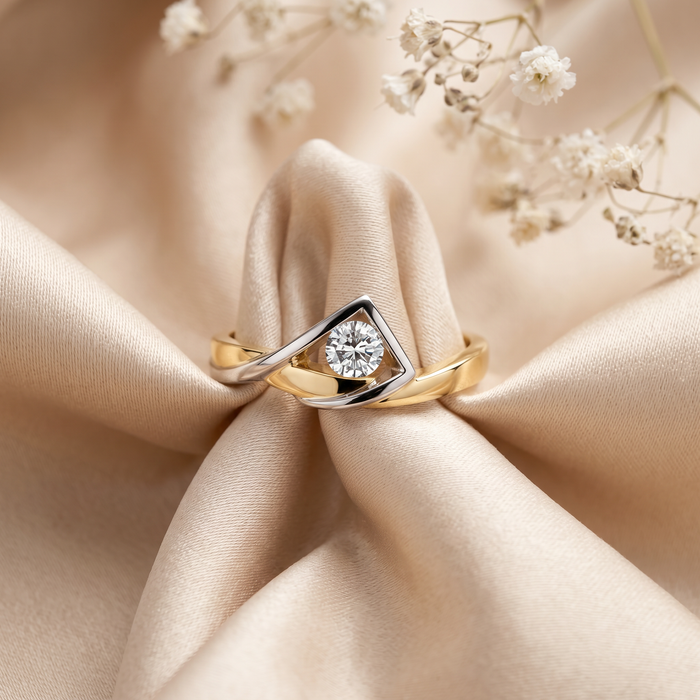 14k Yellow & White Gold Canadian Diamond Mountain Buckle Ring | 0.15ct | Whistler Keepsake