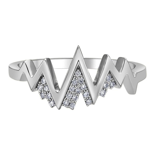 14k White Gold Canadian Diamond Snow-Capped Mountain Dinner Ring