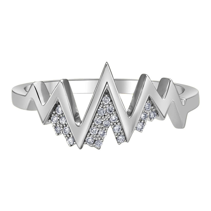 14k White Gold Canadian Diamond Snow-Capped Mountain Dinner Ring