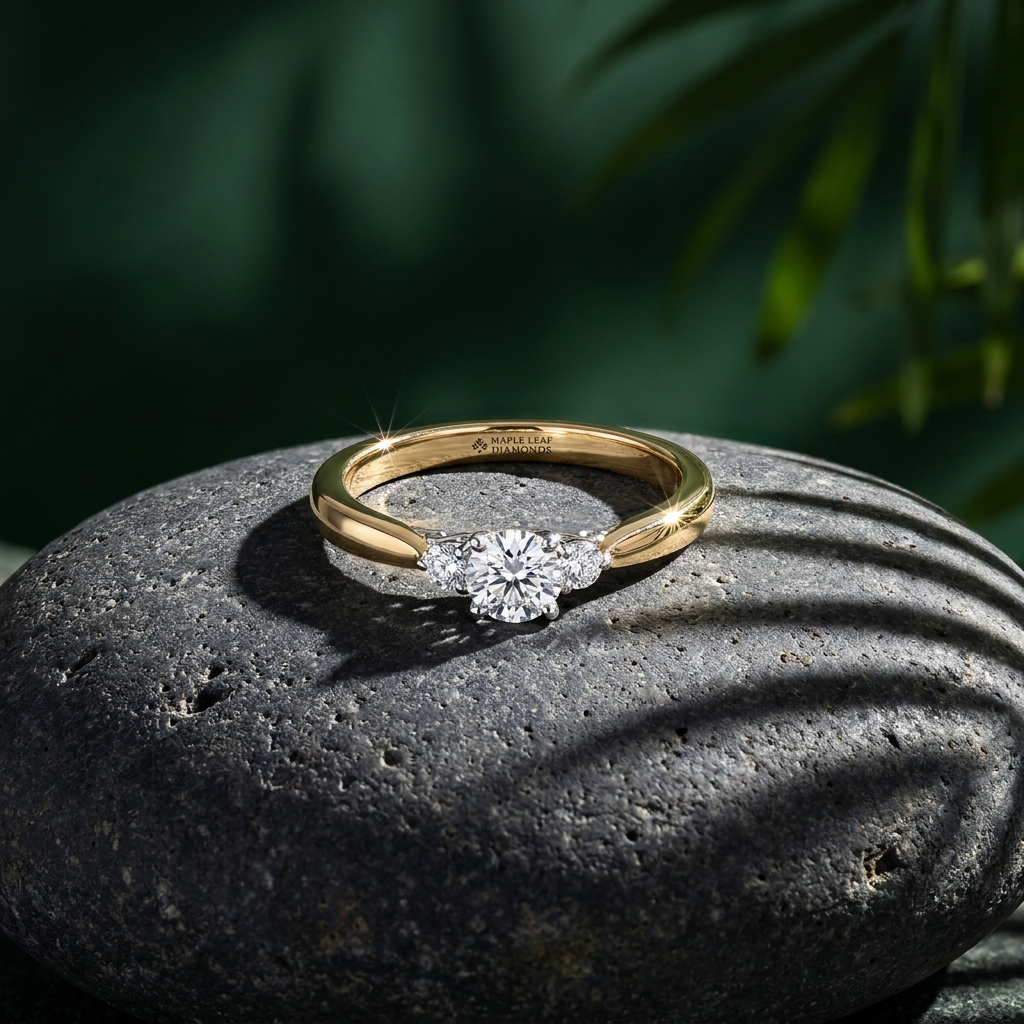 18k Canadian Diamond 3 Across Engagement Ring | Whistler Luxury Bridal