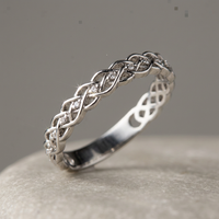 10k White Gold Diamond Celtic Oval Stacker Ring | Large | Whistler Keepsake