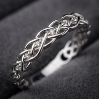 10k White Gold Diamond Celtic Oval Stacker Ring | Large | Whistler Keepsake