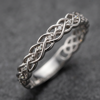 10k White Gold Diamond Celtic Oval Stacker Ring | Large | Whistler Keepsake