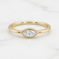 10k Yellow Gold Marquise Diamond Bezel Stacker Ring | 0.10ct | Whistler Keepsake