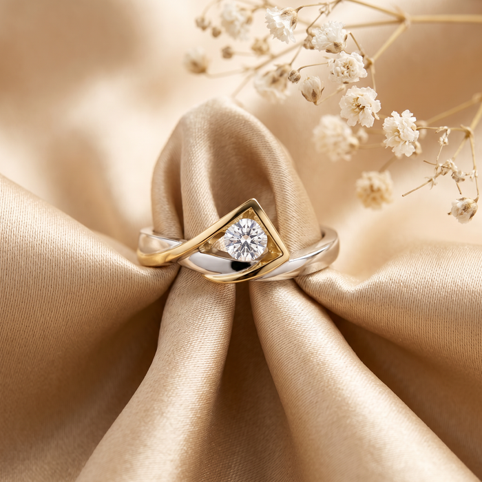 Canadian Diamond Mountain Ring | 0.15ct | Whistler Keepsake | 14k White & Yellow Gold