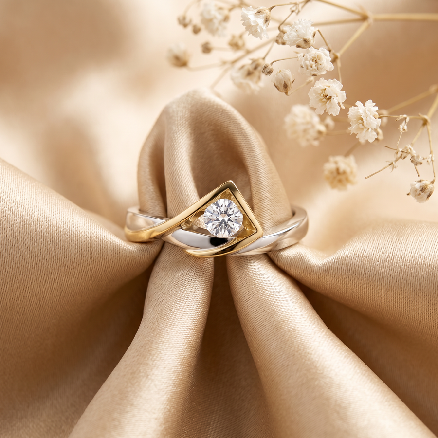 Canadian Diamond Mountain Ring | 0.15ct | Whistler Keepsake | 14k White & Yellow Gold