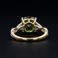 10k Yellow & White Gold Olive Quartz & Diamond Dinner Ring | Whistler Statement Ring