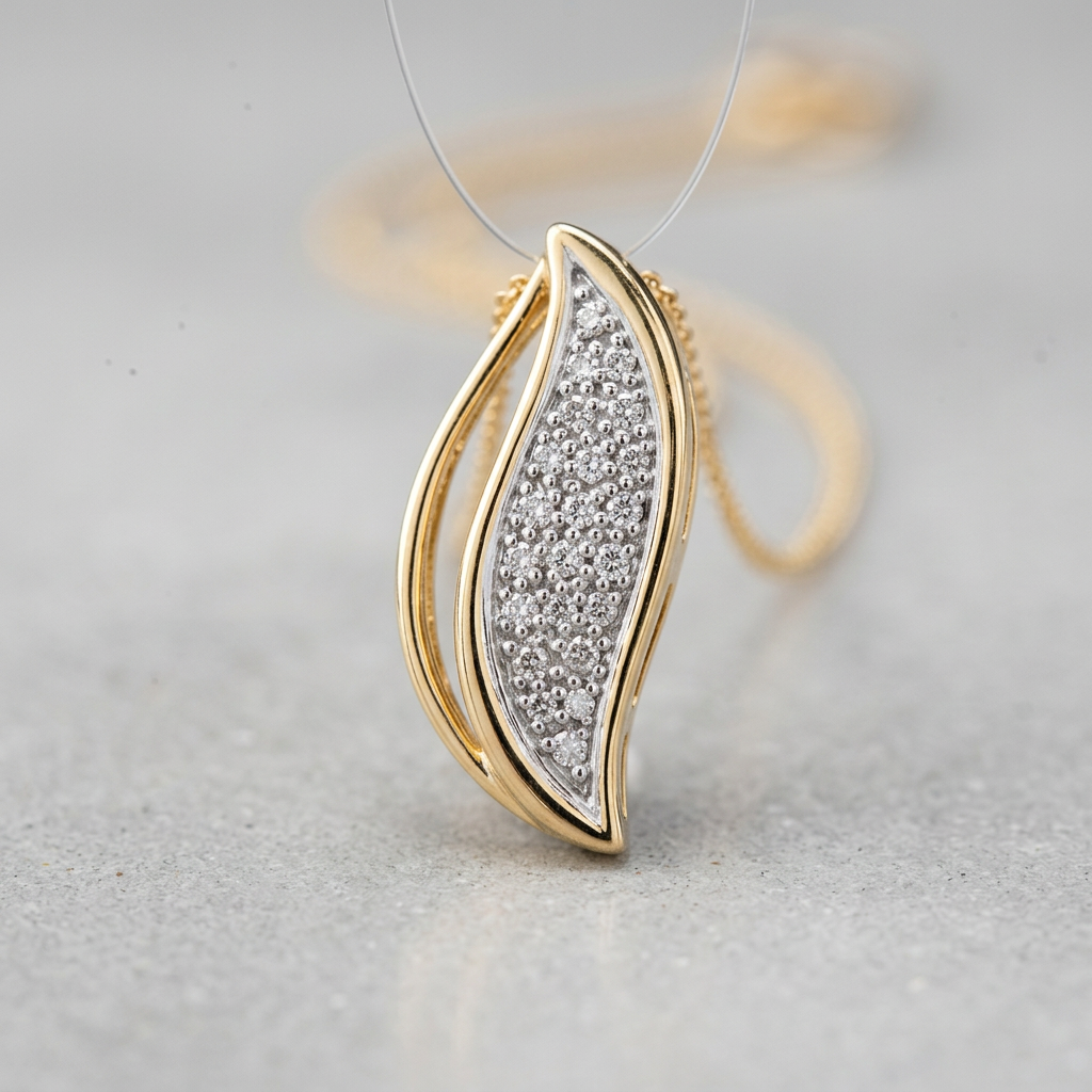 10k Yellow Gold Diamond Wave Pendant | 0.06cttw | Whistler Keepsake
