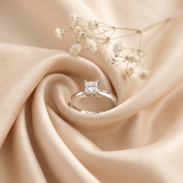 18k White Gold Canadian Diamond Princess Cut Solitaire Engagement Ring | 0.50ct | Whistler Bridal