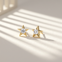 10k Yellow Gold Canadian Diamond Star Stud Earrings | Small | 0.12ct | Whistler Keepsake
