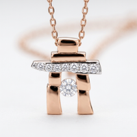 14k Rose Gold Canadian Diamond Inukshuk Pendant — 25th Anniversary