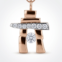 14k Rose Gold Canadian Diamond Inukshuk Pendant — 25th Anniversary