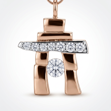 14k Rose Gold Canadian Diamond Inukshuk Pendant — 25th Anniversary