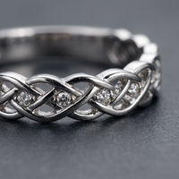 10k White Gold Diamond Celtic Oval Stacker Ring | Large | Whistler Keepsake