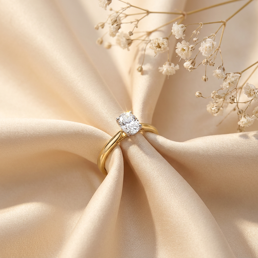 18k Yellow Gold Canadian Diamond Oval Solitaire Engagement Ring | 0.30–0.50ct | Whistler Bridal