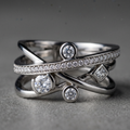 18k White Gold Canadian Diamond Criss-Cross Dinner Ring | 0.44cttw | Whistler Luxury Statement Ring