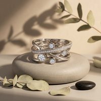 18k White Gold Canadian Diamond Criss-Cross Dinner Ring | 0.44cttw | Whistler Luxury Statement Ring
