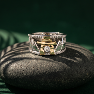 14k Canadian Gold Diamond Inukshuk Mountain Ring | 0.57cttw | Luxury Whistler Statement Ring