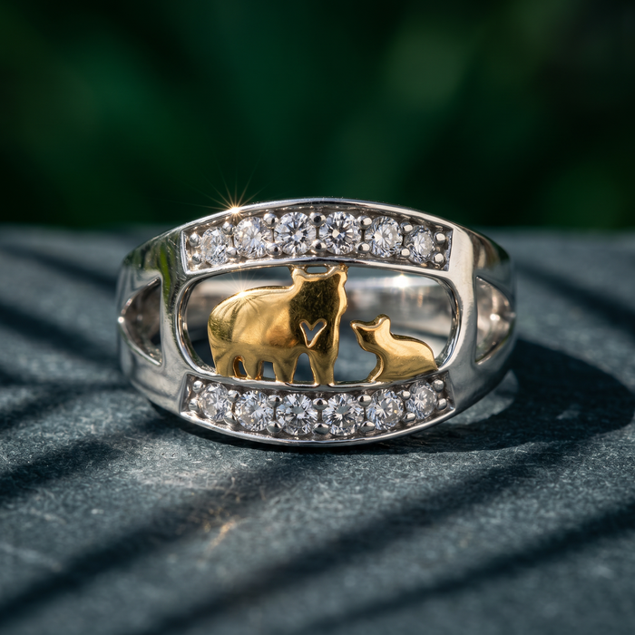 14k Canadian Gold Diamond Jeanie Bear Ring | 0.30cttw | Ethical Whistler Statement Ring