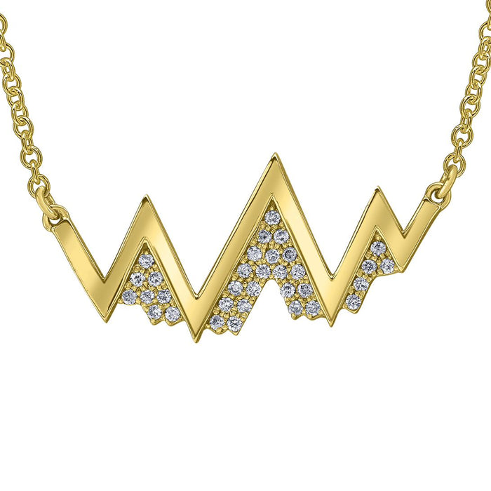 14k Yellow Gold Canadian Diamond Snow-Capped Mountain Pendant | 0.07ct