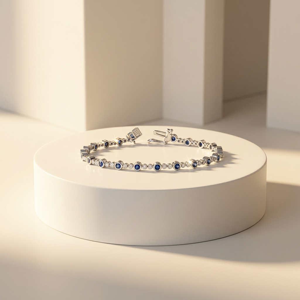 10k White Gold Diamond & Sapphire Bracelet | 0.33cttw | Whistler Keepsake