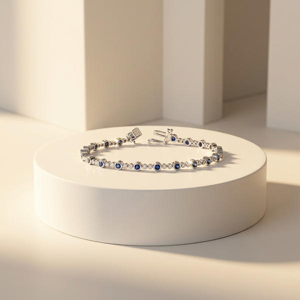 10k White Gold Diamond & Sapphire Bracelet | 0.33cttw | Whistler Keepsake