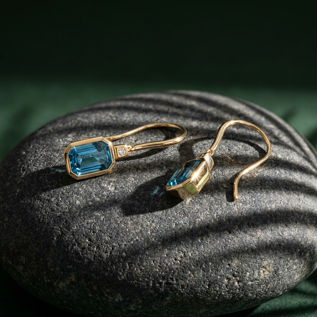 14k Yellow Gold London Blue Topaz & Diamond Drop Earrings | 2.44cttw | Whistler Keepsake