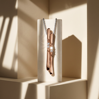 14k Rose Gold Canadian Diamond Skis Pendant | 0.12cttw | Whistler Mountain Keepsake