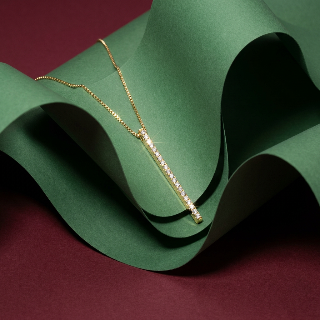 10k Yellow Gold Diamond Vertical Bar Pendant | 0.10ct | Whistler Keepsake