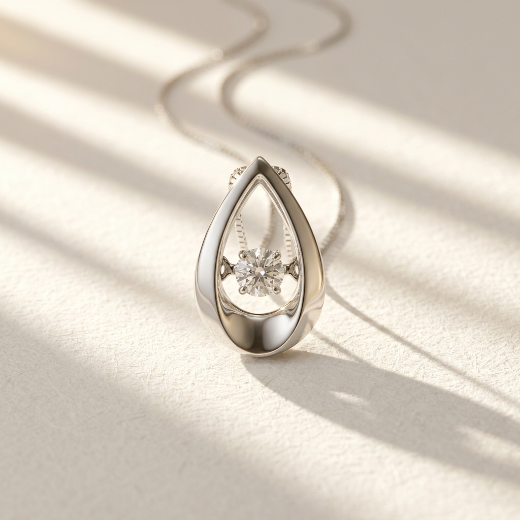 14k White Gold Canadian Diamond Northern Dancer Tear Drop Pendant | 0.51ct | Whistler Keepsake