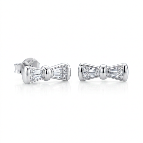 10k White Gold Diamond Bowtie Stud Earrings | 0.12ct | Whistler Keepsake