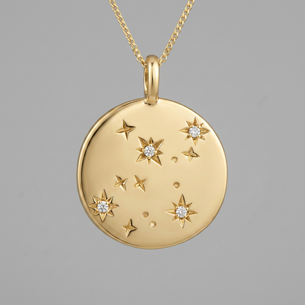 10k Yellow Gold Diamond Snowfall Disc Pendant | 0.01cttw | Whistler Winter Keepsake