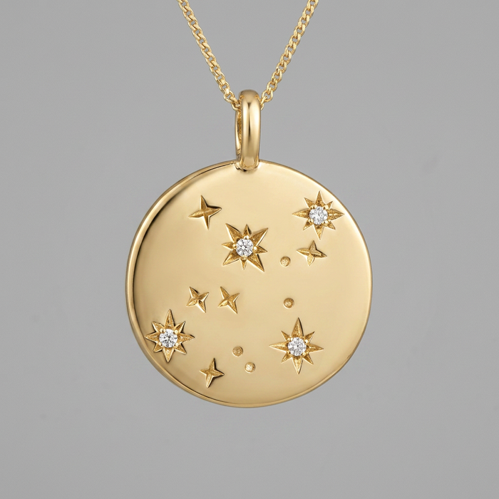 10k Yellow Gold Diamond Snowfall Disc Pendant | 0.01cttw | Whistler Winter Keepsake