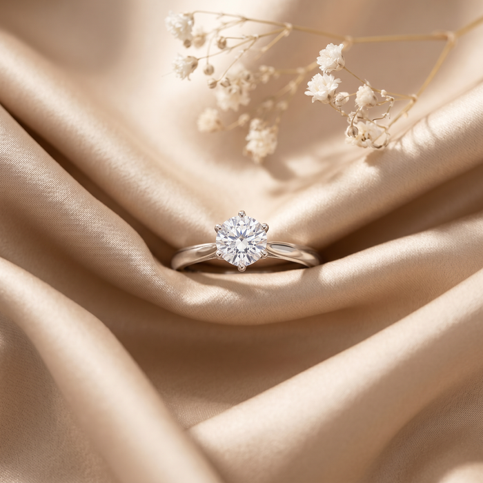 18k White Gold Canadian Diamond 6 Claw Solitaire Engagement Ring | 0.30–0.50ct | Whistler Bridal