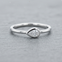 10k White Gold Pear Shape Diamond Bezel Stacker Ring | 0.10ct | Whistler Keepsake