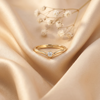 14k Yellow Gold Canadian Diamond Tiara Solitaire Ring | 0.04ct | Whistler Keepsake