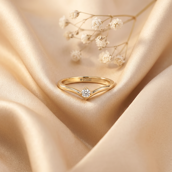 14k Yellow Gold Canadian Diamond Tiara Solitaire Ring | 0.04ct | Whistler Keepsake