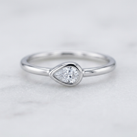 10k White Gold Pear Shape Diamond Bezel Stacker Ring | 0.10ct | Whistler Keepsake